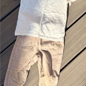Cream White Top with Light Tan Pants Set